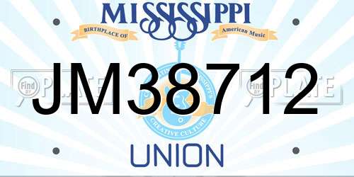JM38712 Mississippi License Plate