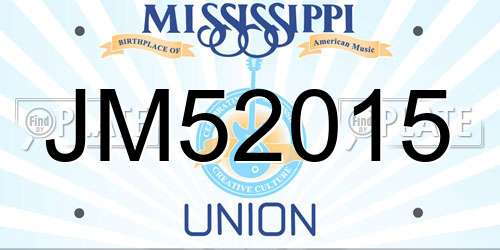 JM52015 Mississippi License Plate