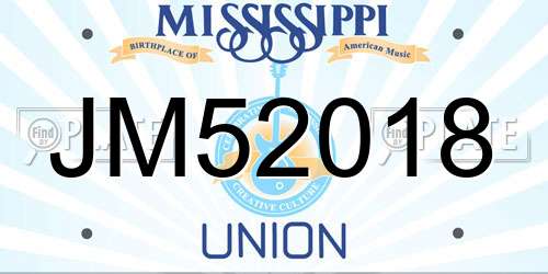 JM52018 Mississippi License Plate