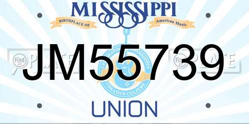 JM55739 Mississippi License Plate
