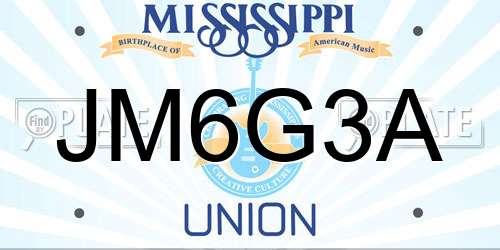 JM6G3A Mississippi License Plate