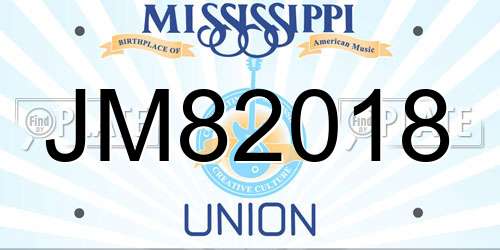 JM82018 Mississippi License Plate