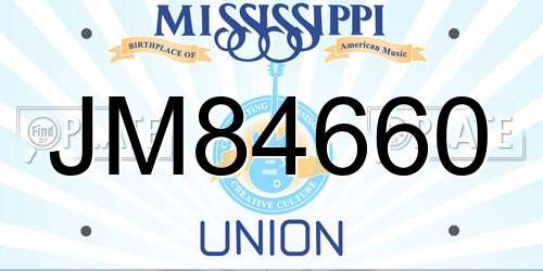 JM84660 Mississippi License Plate