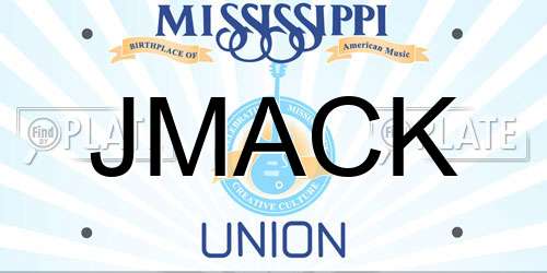 JMACK Mississippi License Plate