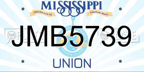 JMB5739 Mississippi License Plate