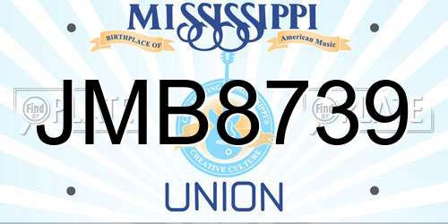 JMB8739 Mississippi License Plate