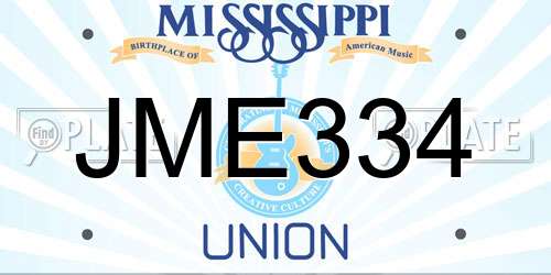 JME334 Mississippi License Plate