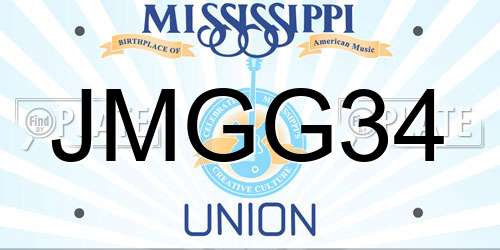 JMGG34 Mississippi License Plate