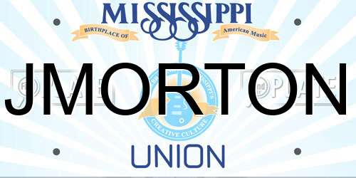JMORTON Mississippi License Plate