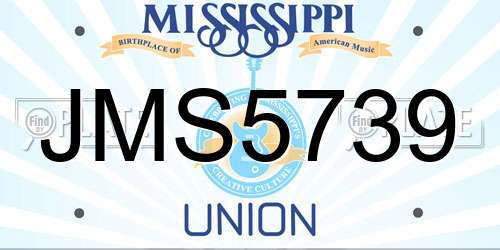 JMS5739 Mississippi License Plate