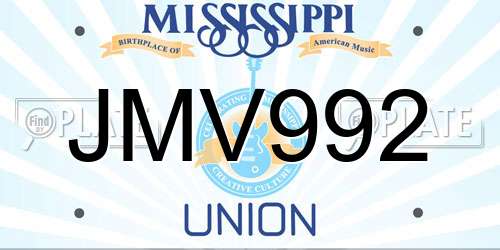 JMV992 Mississippi License Plate