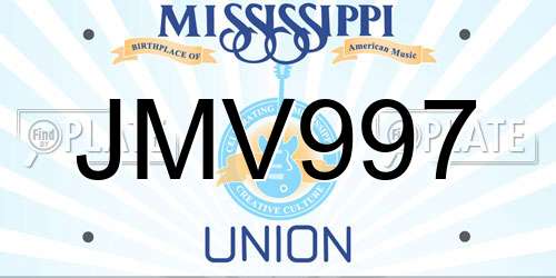 JMV997 Mississippi License Plate