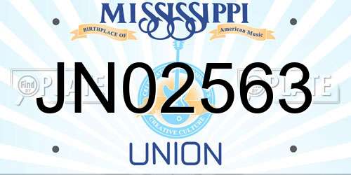 JN02563 Mississippi License Plate