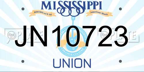 JN10723 Mississippi License Plate