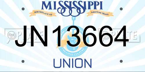 JN13664 Mississippi License Plate