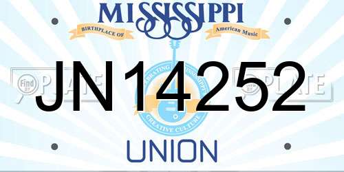 JN14252 Mississippi License Plate