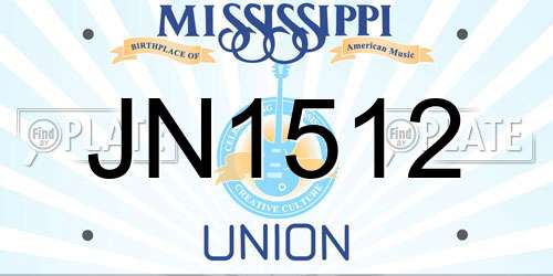 JN1512 Mississippi License Plate