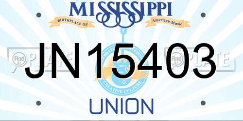 JN15403 Mississippi License Plate