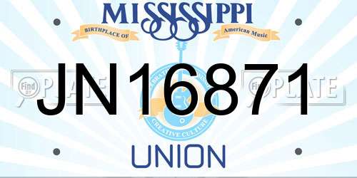 JN16871 Mississippi License Plate