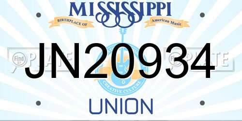 JN20934 Mississippi License Plate