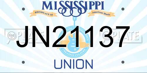 JN21137 Mississippi License Plate