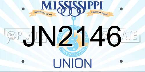 JN2146 Mississippi License Plate
