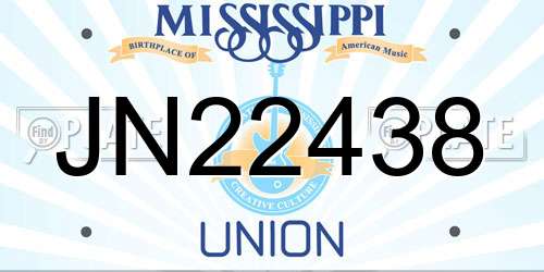 JN22438 Mississippi License Plate