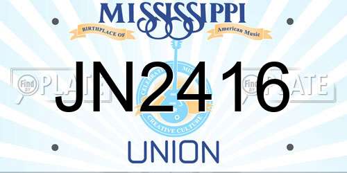 JN2416 Mississippi License Plate