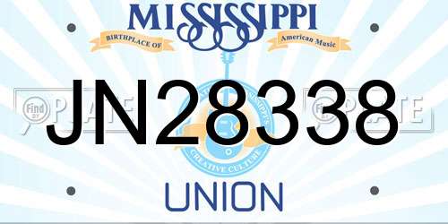 JN28338 Mississippi License Plate