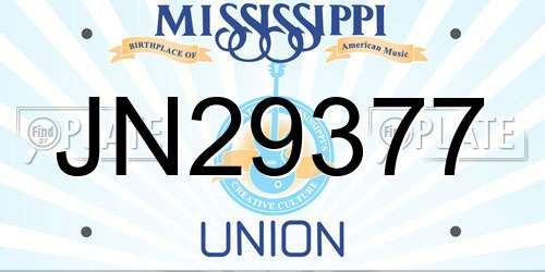 JN29377 Mississippi License Plate