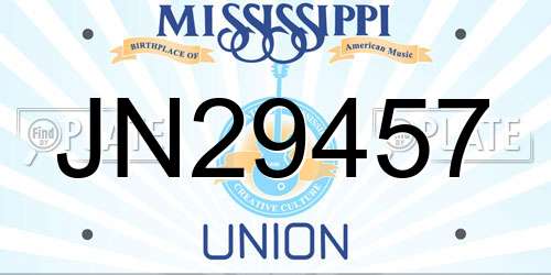 JN29457 Mississippi License Plate