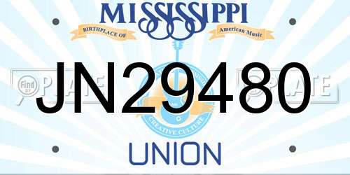 JN29480 Mississippi License Plate