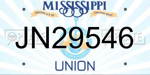 JN29546 Mississippi License Plate