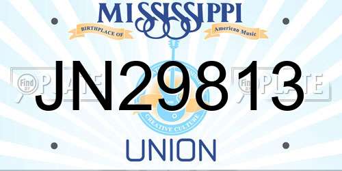JN29813 Mississippi License Plate