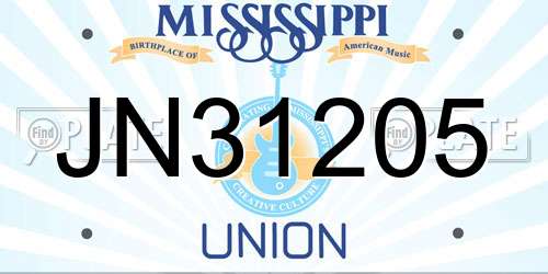 JN31205 Mississippi License Plate