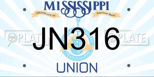 JN316 Mississippi License Plate