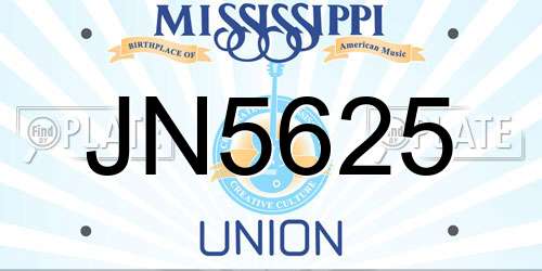 JN5625 Mississippi License Plate