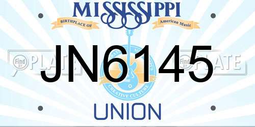 JN6145 Mississippi License Plate