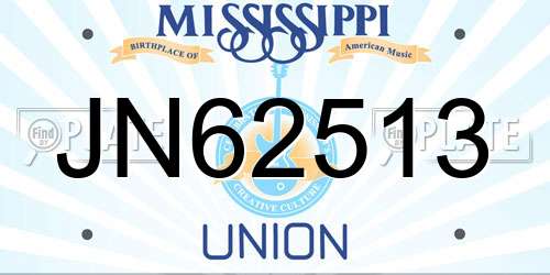 JN62513 Mississippi License Plate
