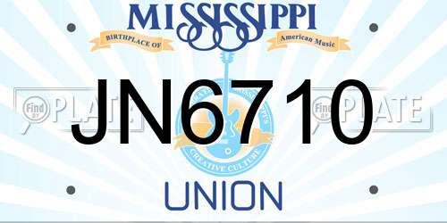 JN6710 Mississippi License Plate