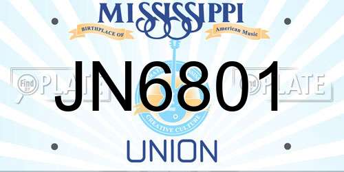 JN6801 Mississippi License Plate