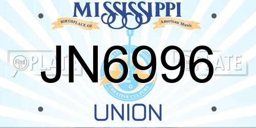JN6996 Mississippi License Plate