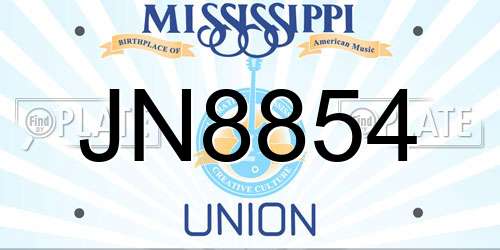 JN8854 Mississippi License Plate