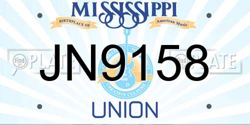 JN9158 Mississippi License Plate
