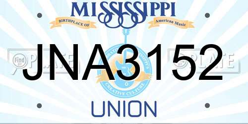 JNA3152 Mississippi License Plate