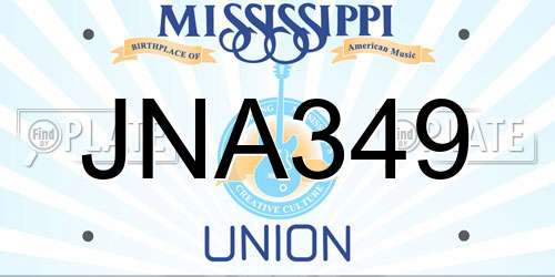 JNA349 Mississippi License Plate