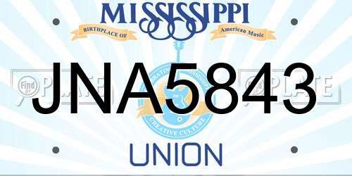JNA5843 Mississippi License Plate