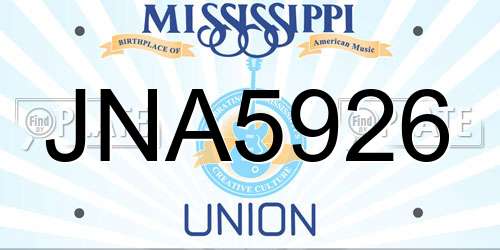 JNA5926 Mississippi License Plate
