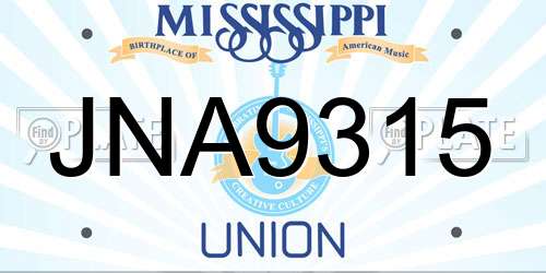 JNA9315 Mississippi License Plate