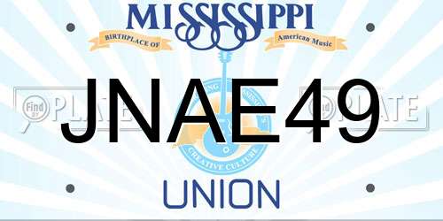 JNAE49 Mississippi License Plate